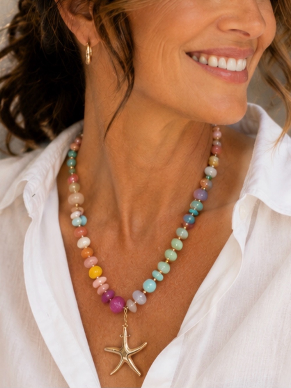 House of Harlow 1960 | Starfish Reconstituted Turquoise Quartz Pendant Necklace